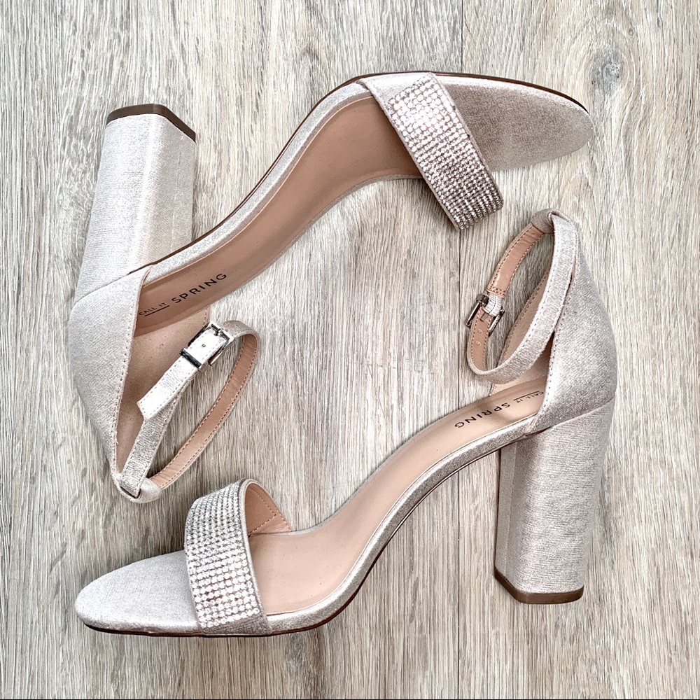 Sparkling Glitter Crystal Block Heel Sandals 10